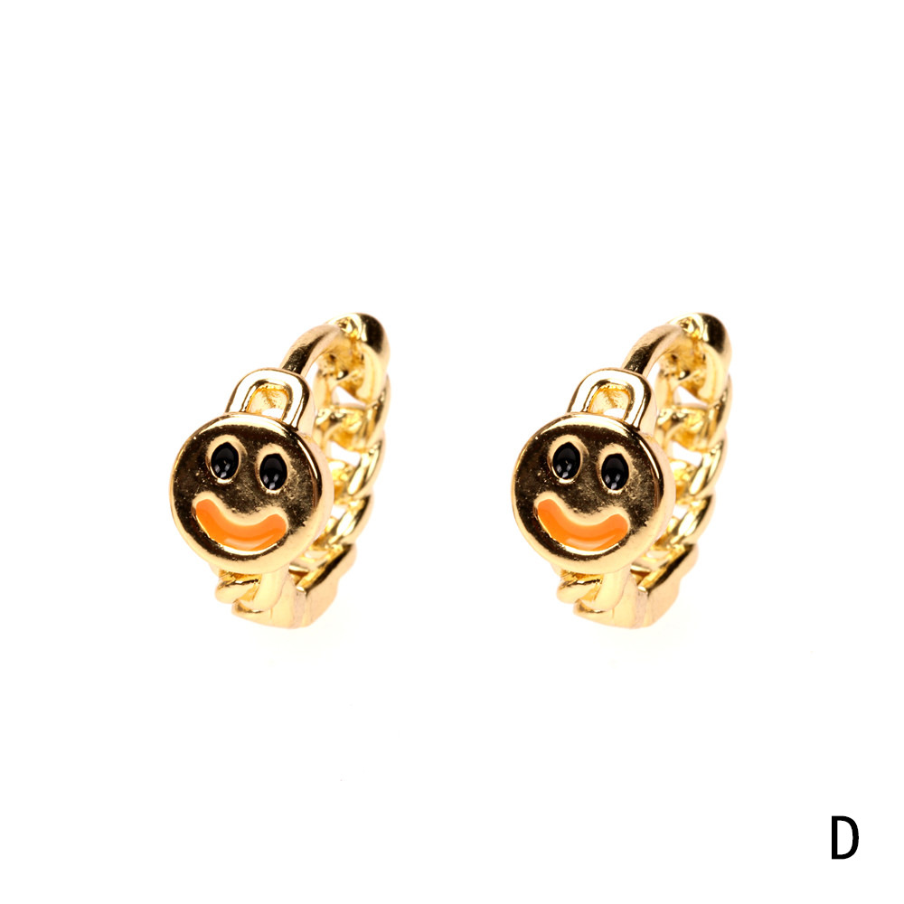 Nihaojewelry Fashion Gold-plated Smiling Face Dripping Oil Earrings Wholesale Jewelry display picture 7