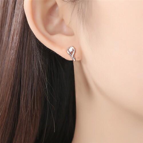 Longrui Korean style simple musical note earrings, cross-border new women's zircon love earrings and earrings