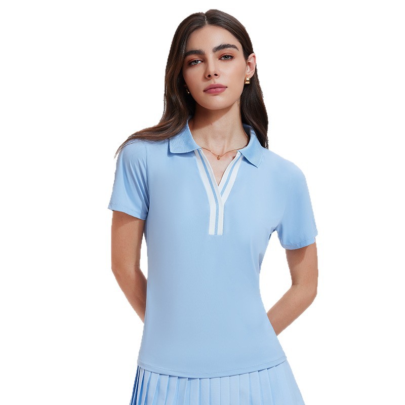 Camiseta deportiva de color de alta gama, ropa de tenis de mujer, polo de mangas cortas, golf, secado rápido, chaqueta transpirable