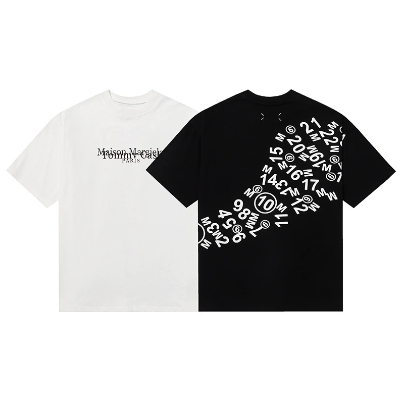 Maison Margiela 24SS коллекция MM6 цифровой узор круглый вырез мужской и женский модный бренд укороченный рукав футболка серия