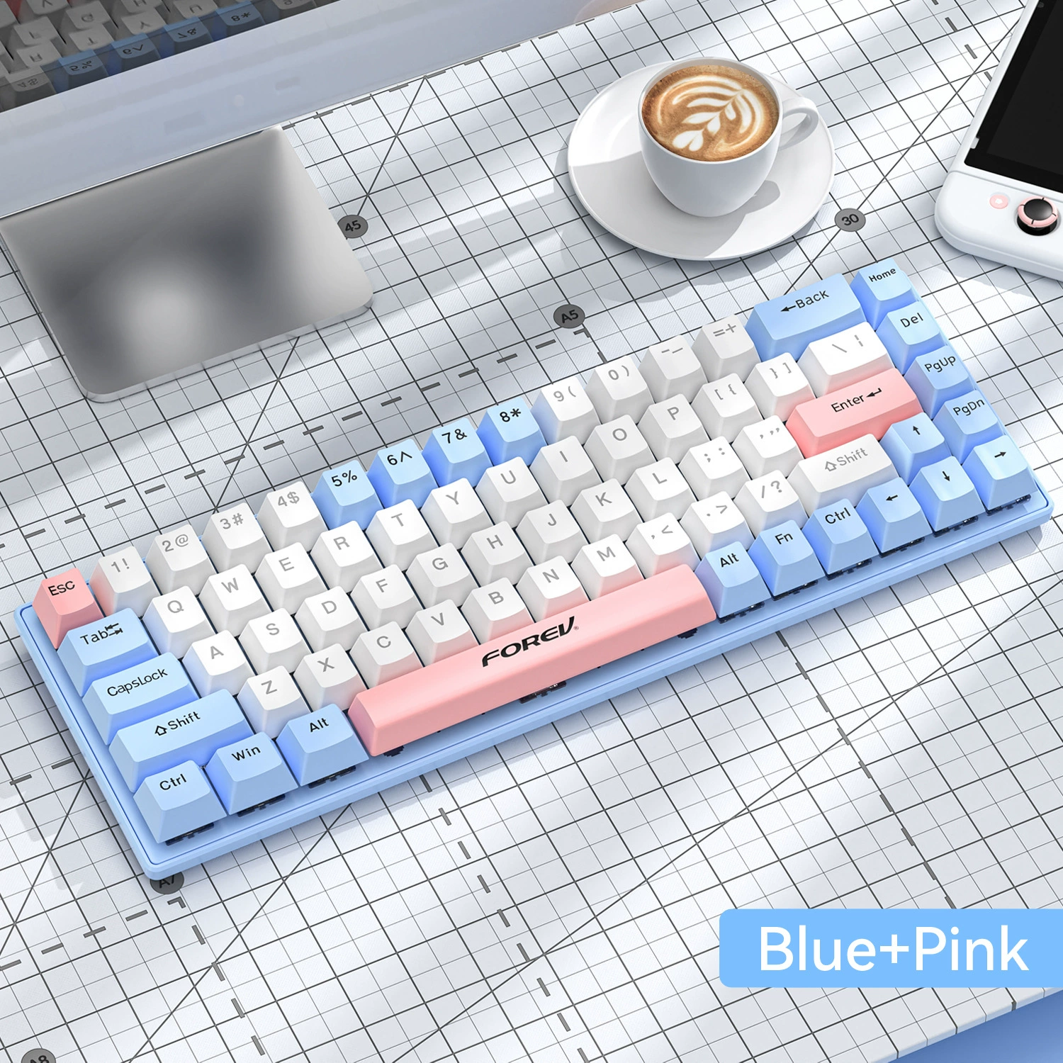 Механическая игровая клавиатура (Forev FV-Q68) проводная RGB, три режима, компактная портативная