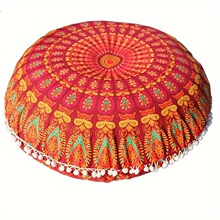 R 80385 Feather Round Pillow Cover ��ë���� �羳ŷ������ѷ��