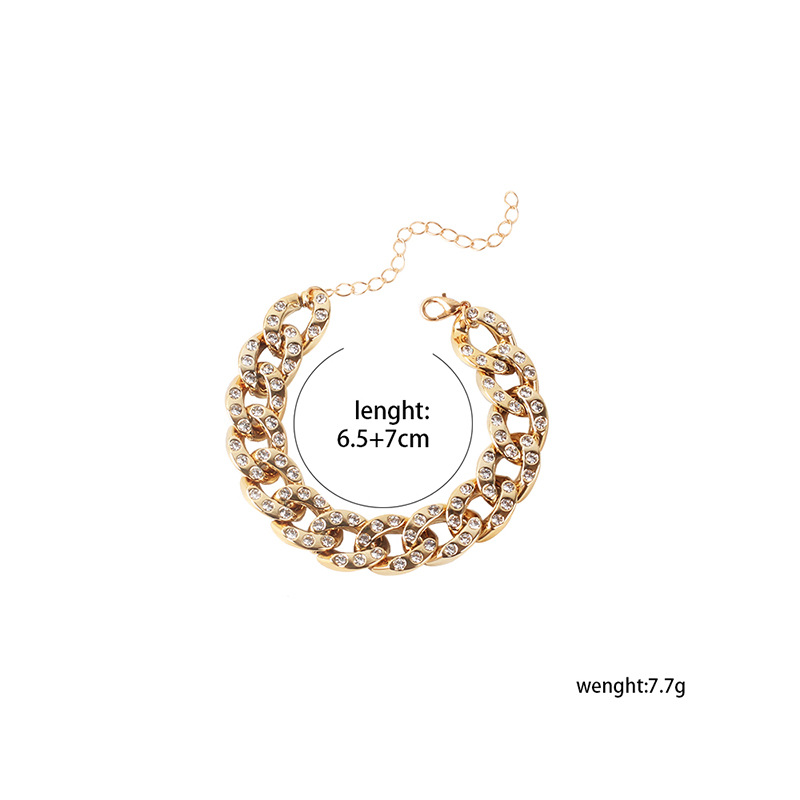 14g Weight Necklace Classification Wedding, Travel Occasion Unisex Gender Gold, Silver Color Fashion Geometric Rhinestone Alloy Necklace Bracelet Set 1