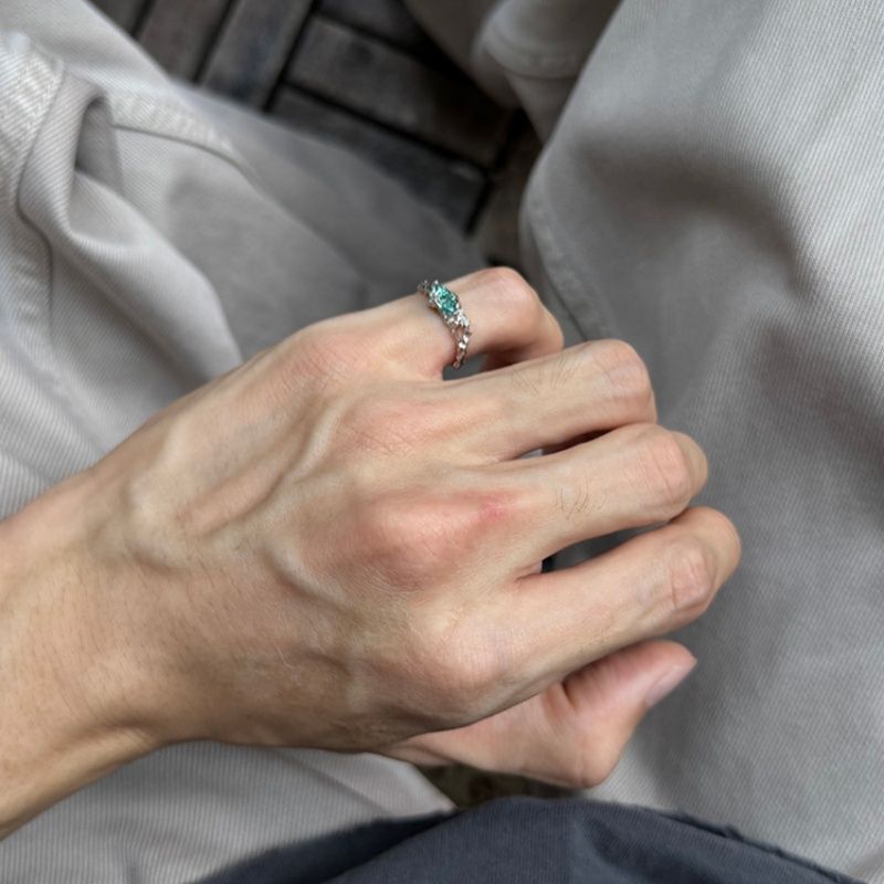 Maldives Blue Diamond Twig Ring for Men and Women, Little Finger and Index Finger Ring, High-End Gift for Boyfriend
