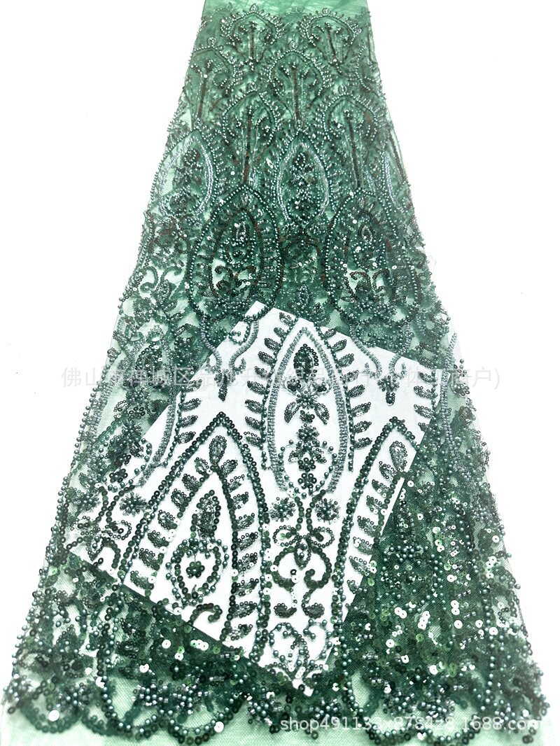 Tejido de boda de importación sequinilla tubo de perlas de bordado de computadora 130 ancho de stock rápido soporte de prueba
