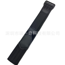 黑色20毫米可调节长度尼龙运动表带 |重型钩环替换腕带男女通用