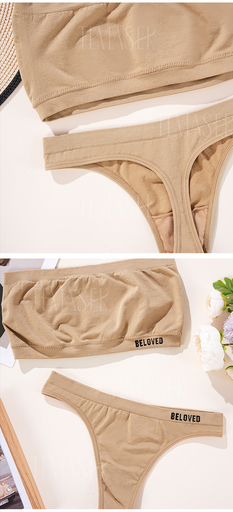 Women's Bra And Brief Set Sexy Letter Print Strapless Push Up_voghion.com