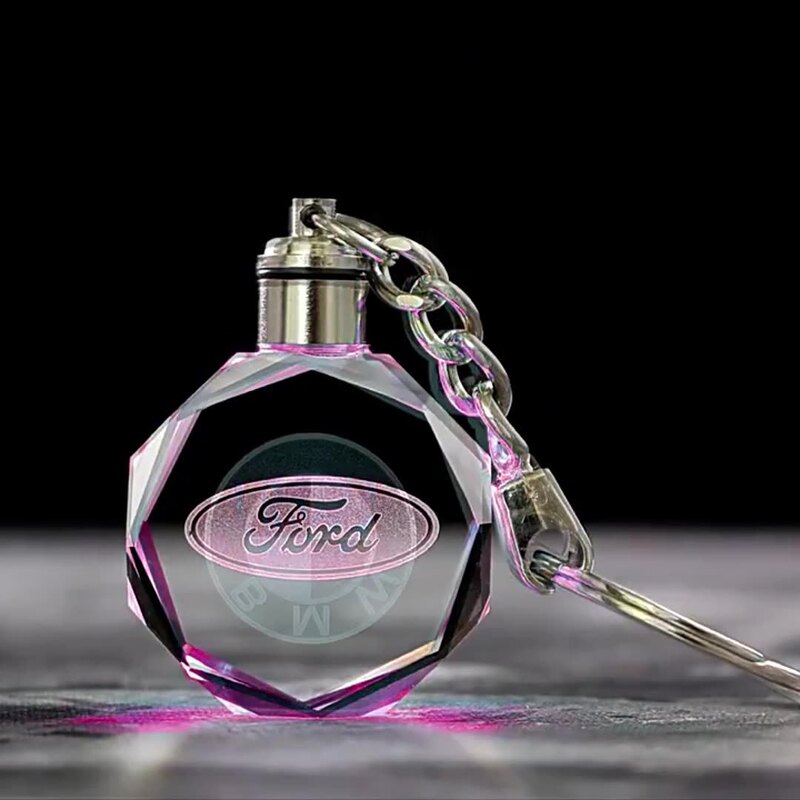 Car Crystal Keychain Small Gift Pendant Colorfulful Creative Luminous Car Logo Keychain Graduation Opening Event