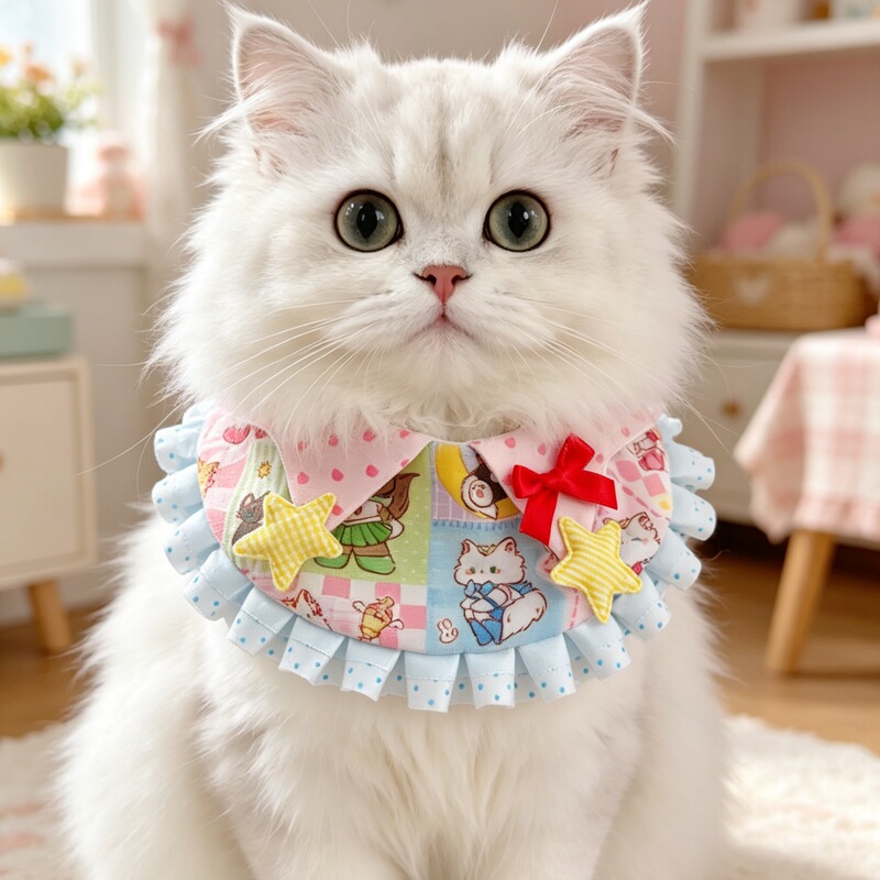 Cat Star Print Bib, Cute Teddy Cartoon Bib for Small and Medium-Sized Dogs, for Outdoor Photoshoots Cat Star Print Bib, Cute Teddy Cartoon Bib for Small and Medium-Sized Dogs, for Outdoor Photoshoots