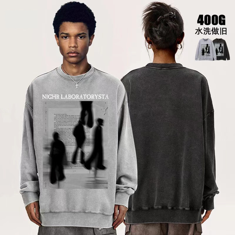 Amazon cuello redondo chaqueta de hombre otoño invierno suelta cross-border hoodies marca de moda pareja retro inins versátil