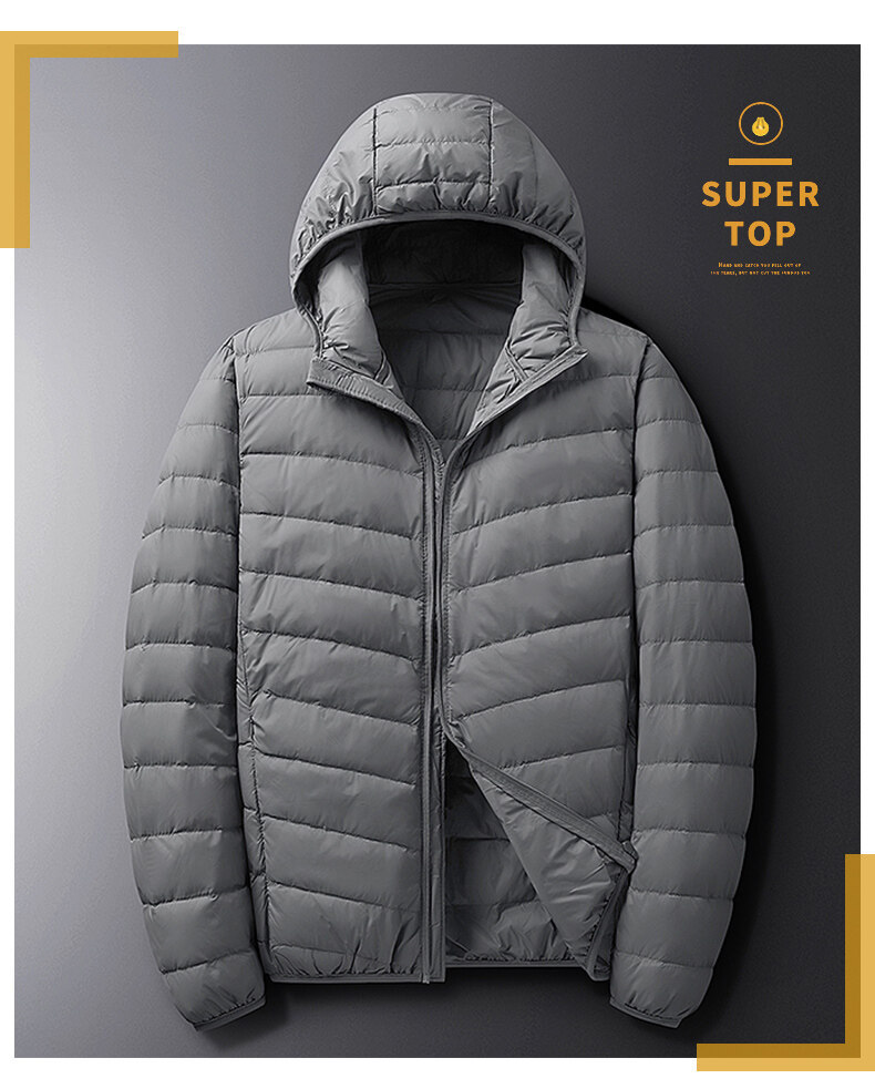 Piumino leggero da uomo Autunno e inverno Nuova moda Giacca con cappuccio Trend Casual Abbigliamento da uomo versatile_voghion.com