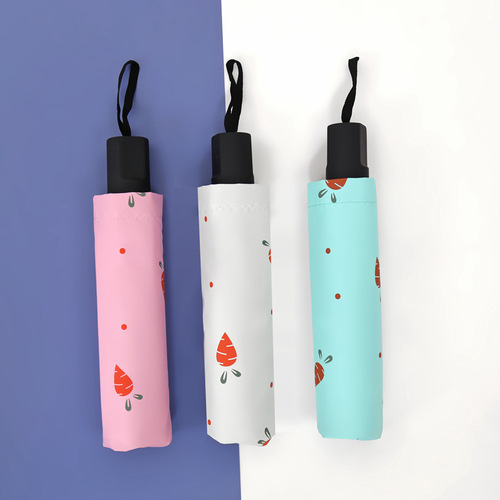 Carrot fully automatic three-fold sun umbrella with custom logo advertising umbrella manufacturer fruit pattern
