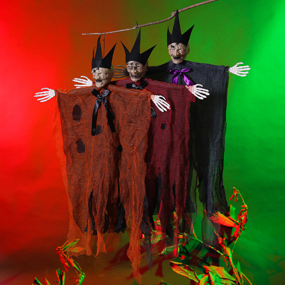 Decoración de Halloween accesorios colgando fantasmas con sombreros esqueleto casa embrujada fiesta puerta colgando fantasmas al por mayor amazon