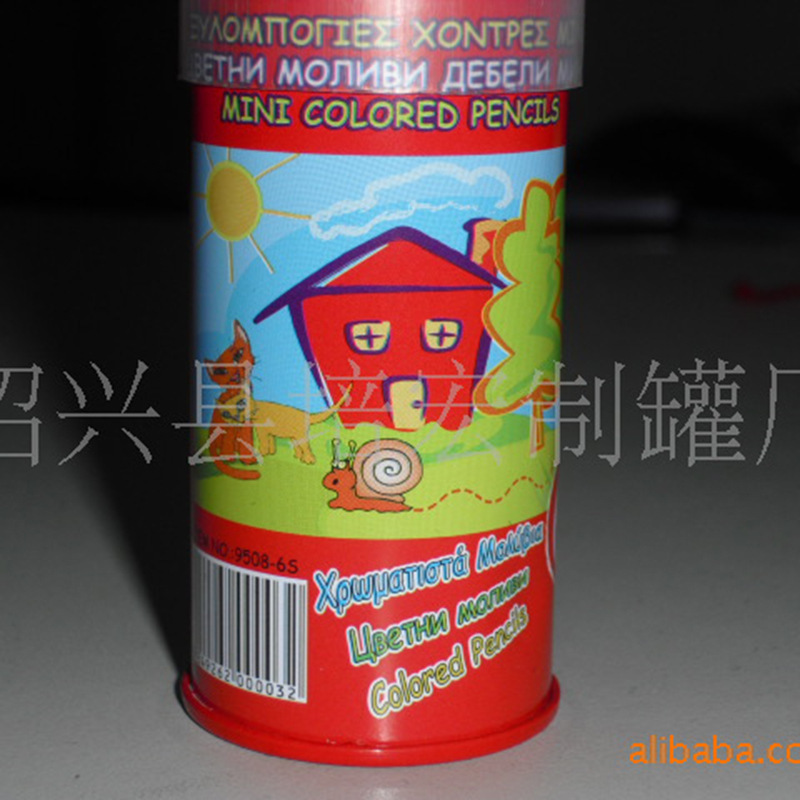 工厂批发供应马口铁笔筒罐圆形铁盒包装文具彩笔筒收纳罐