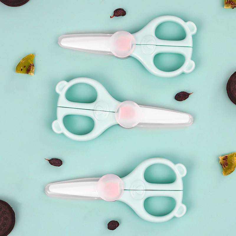 Tijeras de cerámica para bebés en stock tijeras de cerámica para bebés tijeras de alimentos tijeras para bebés caja de almacenamiento portátil cortador de verduras cortador de carne sin