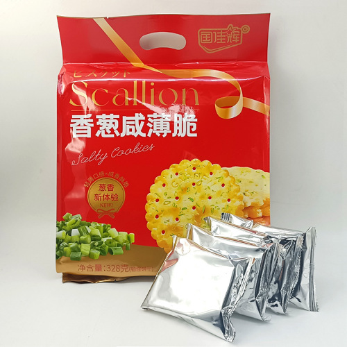 Guojiahui chive salty crispy milk salty soda biscuits bagged Internet celebrity afternoon tea snack casual snack biscuits
