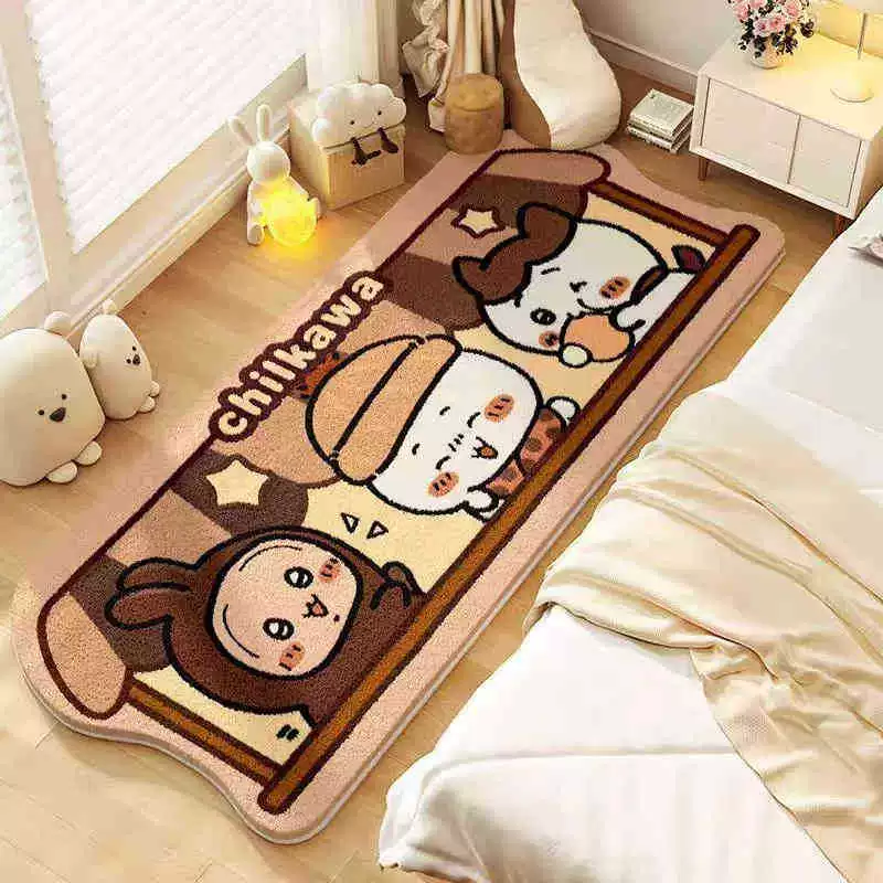 Непоскользящий коврик прикроватный Hello Kitty, искусственный мех, противоскользящая подложка, размеры 40×120–120×200 см