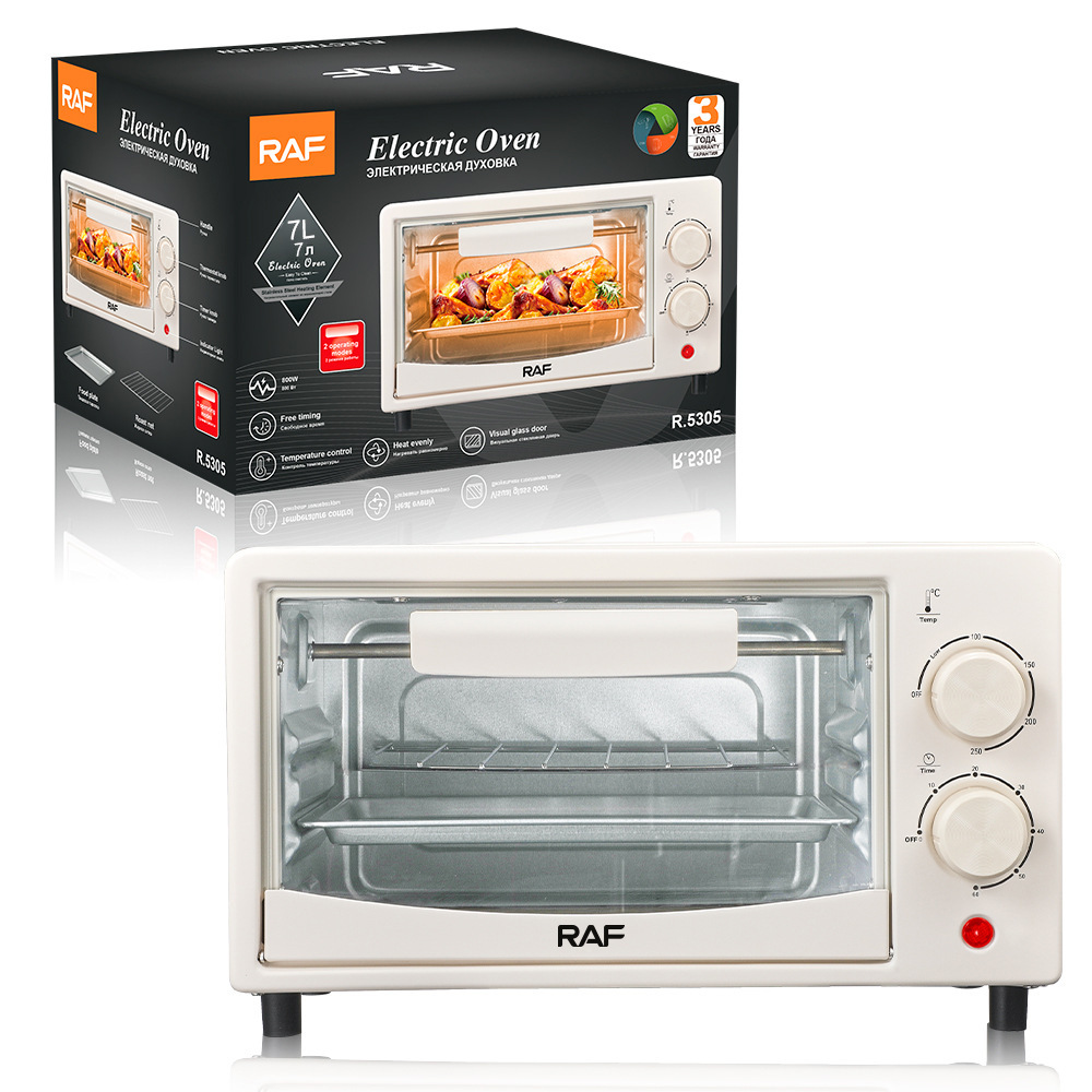 Horno eléctrico pequeño multifuncional estándar europeo RAF, electrodomésticos de cocina para hornear, mini horno automático 7L