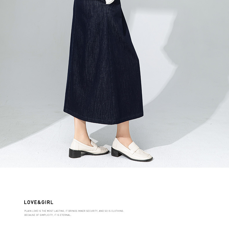 Bộ chân váy denim và áo gilê kiểu Pháp phong cách Hồng Kông, mặc nhiều lớp, thời trang dạo phố — Váy xanh 65338 chi tiết 30