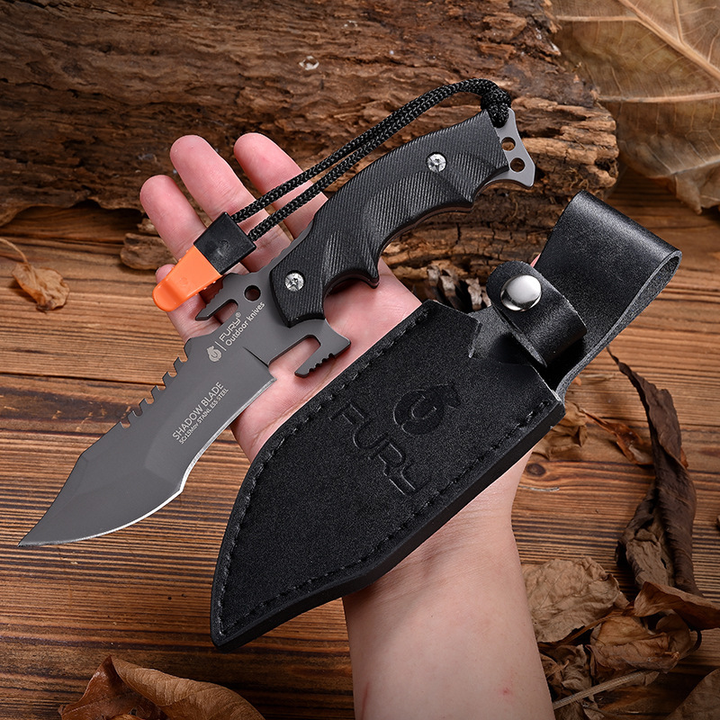 Cuchillo al aire libre de acero al carbono de alta dureza 5cr15 tridente cuchillo de supervivencia al aire libre en un cuchillo de camping cuchillo recto multifuncional