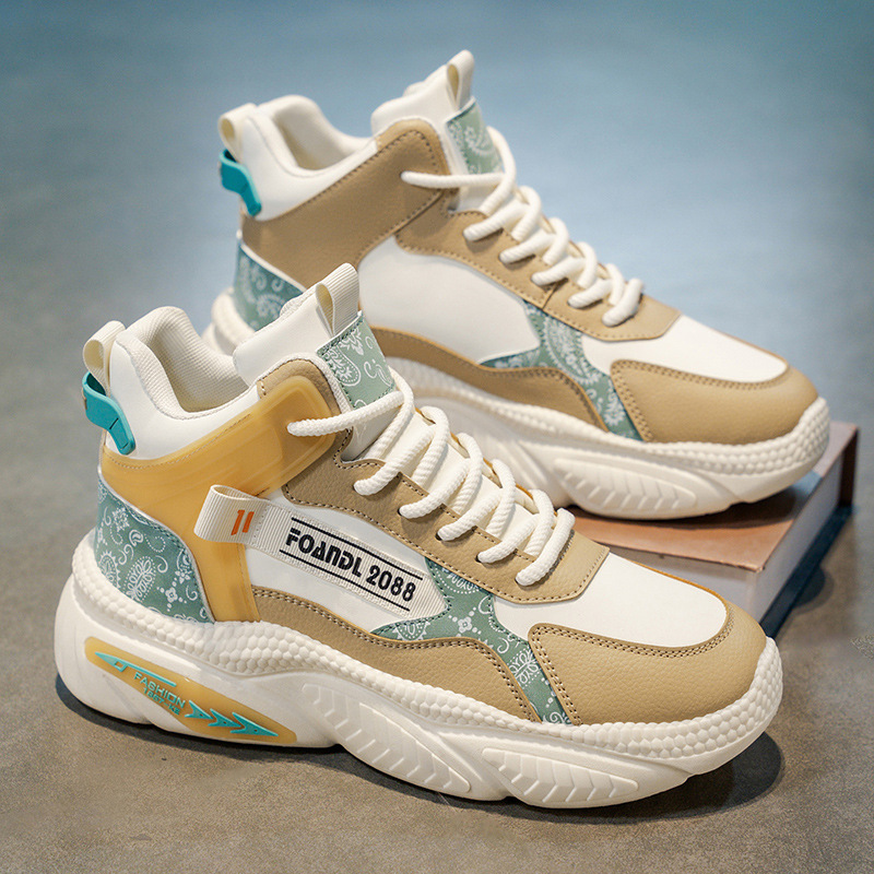 High-Top Men's Shoes 2025 New Autumn Youth Basketball Sneakers Casual Running Height-Increasing Thick-Soled Dad Trendy Shoes