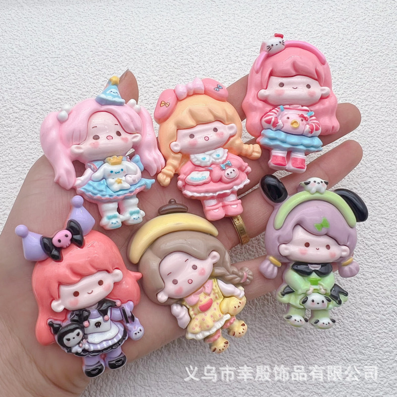 New Sanlio Girl Diy Cream Gel Phone Case Refrigerator Sticker Keychain Hairpin Hair Accessories Hole Shoes Accessories