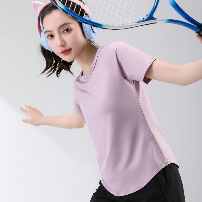 新しい 3 ポケットスポーツスーツ女性の夏通気性メッシュクールルーズランニングウェアヨガフィットネス速乾性服|undefined