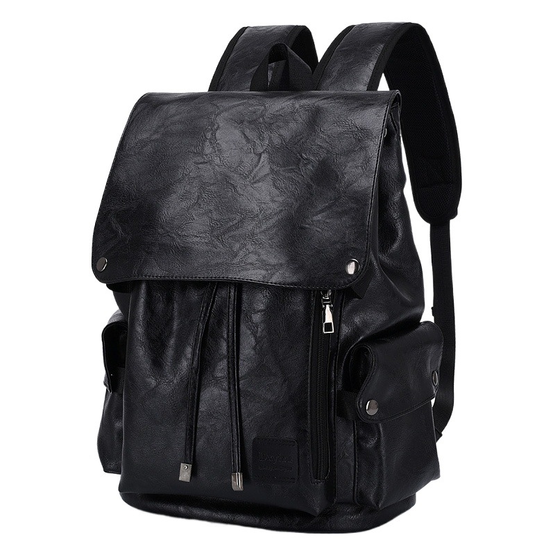 Cross-border New PU Backpack Men's Soft Leather Large Capacity Backpack Casual 15-inch Computer Bag Student Schoolbag