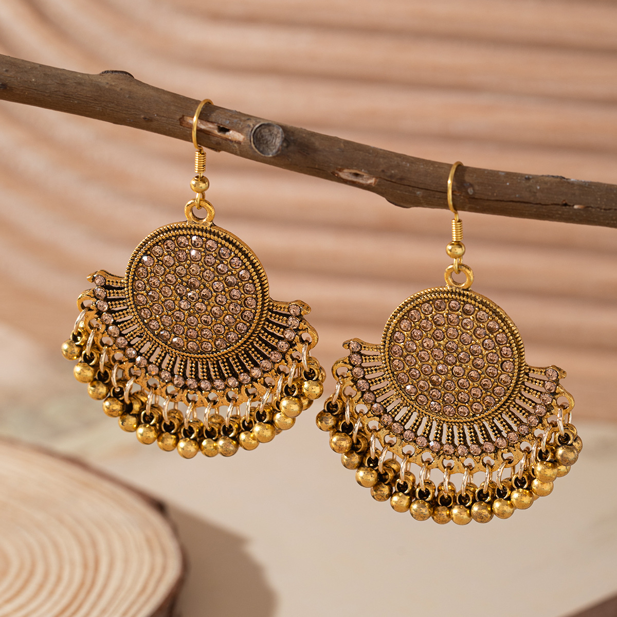 29g Weight Alloy Ear Needle Material Rhinestones Inlay Material Drop Earrings Classification 1 Pair Quantity Holiday, Travel, Daily Occasion Alloy Material Bell Pattern Women's Gender Plating Design Retro, Lady Style 1 Pair Retro Lady Bell Plating Alloy Rhinestones Drop Earrings 3