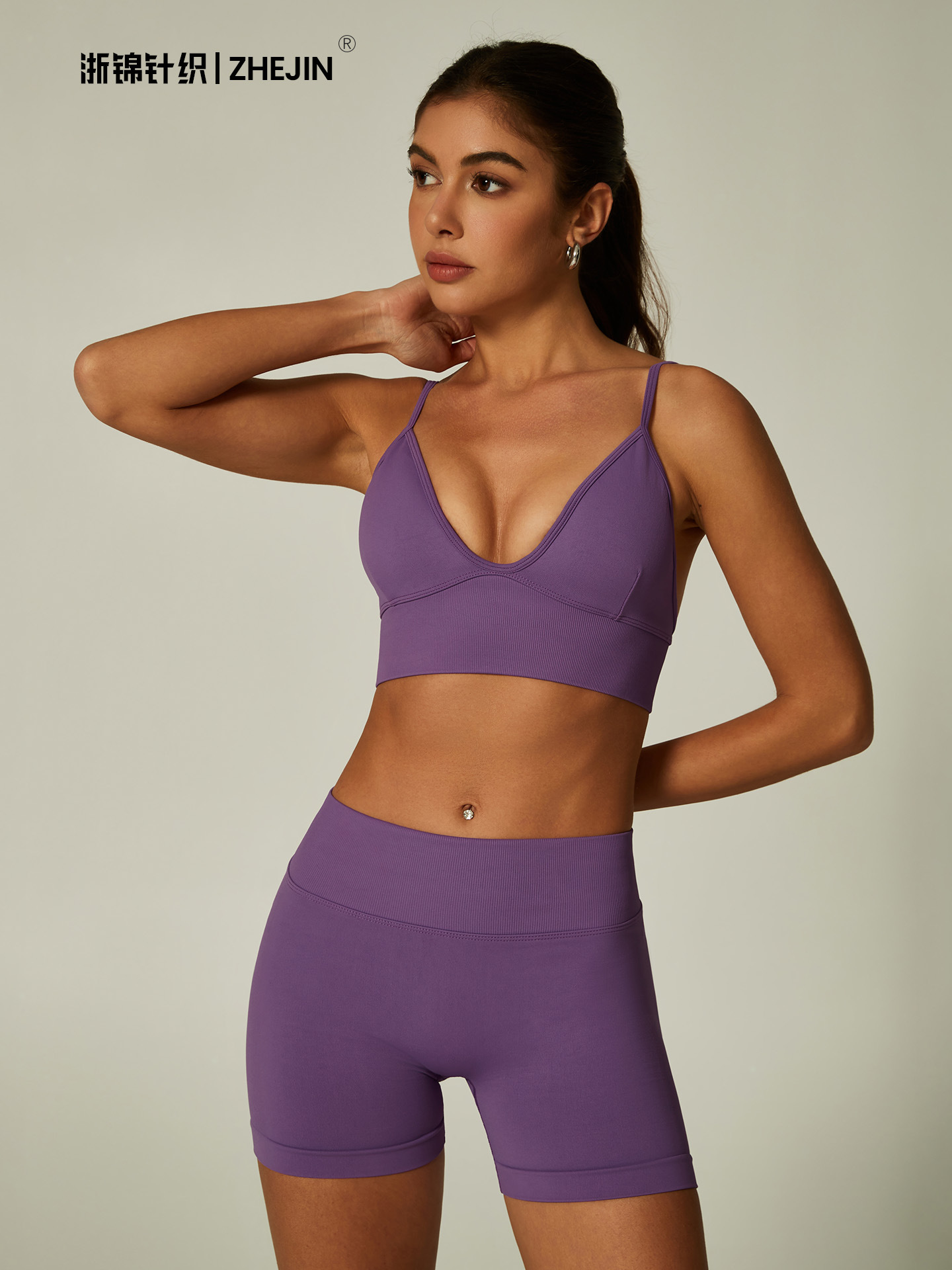 Europa y América ropa interior transfronteriza sin costura de tornillo esling ropa interior deportiva profunda V sostén deportivo al aire libre ropa de yoga