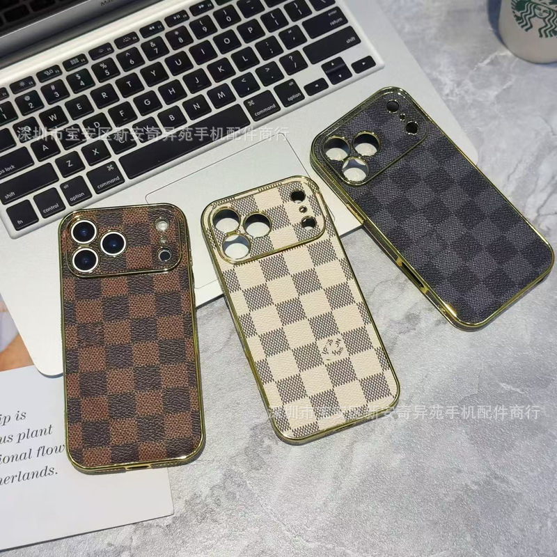 跨境爆款电镀贴皮保护套适用iPhone17Promax高级感防摔苹果手机壳|undefined