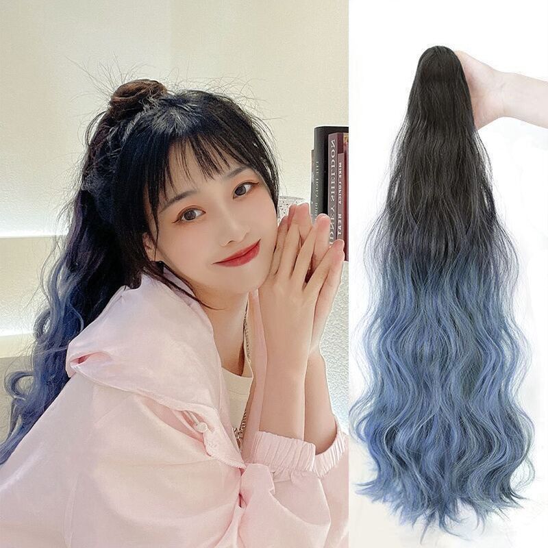 女性用ポニーテールウィッグ、グラデーションカラー、ウォーターリップル、ロングカーリーヘア、クリップオンハイポニーテール、ふわふわ、ナチュラル、シームレス、ハイライトポニーテール|undefined