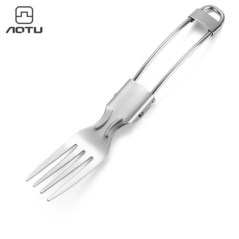 AOTU трансграничная уличная портативная вилка для кемпинга Бытовая Складная посуда из нержавеющей стали AT6374 цельная доставка