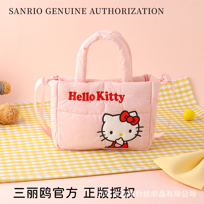 レディース シングルショルダー クロスボディ ダウン キャンバス バッグ サンリオ 正規認定 ハローキティ ハンドバッグ レディースバッグ|undefined