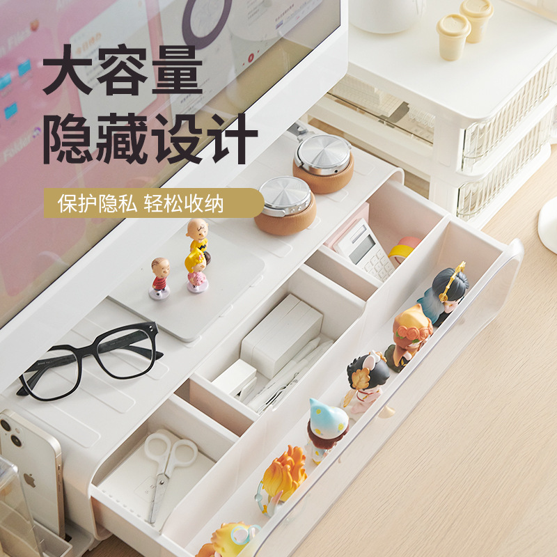 手办收纳盒电脑显示器增高架多功能家用桌面置物架透明盲盒展示柜|undefined
