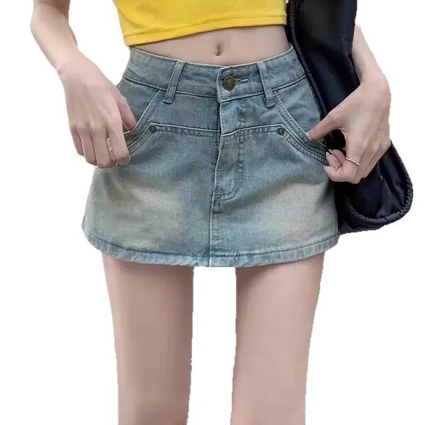 Black colored summer retro denim skirt
