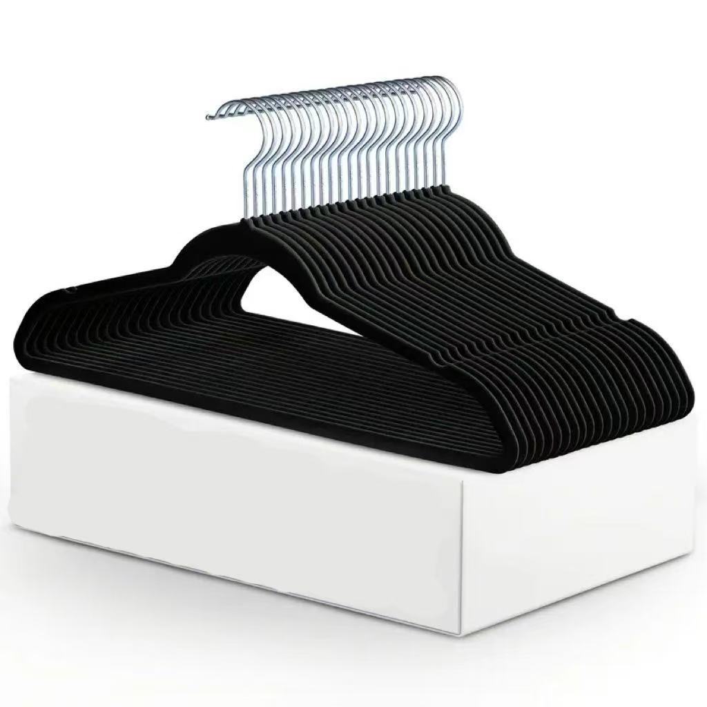 wholesale flocking hanger finishing for teachers non-slip traceless hanger household thickened hanger clothes hanger wardrobe adult