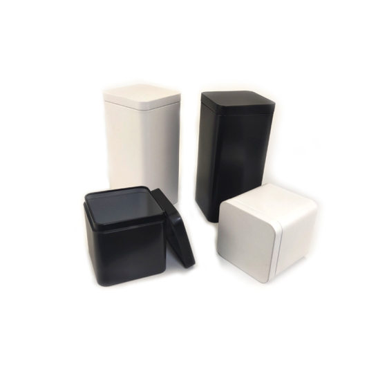 Square Tinplate Box Packaging Classic Black and White Pure Color Gift Tin Box Small Can Tea Tin Can Packaging Box in Stock