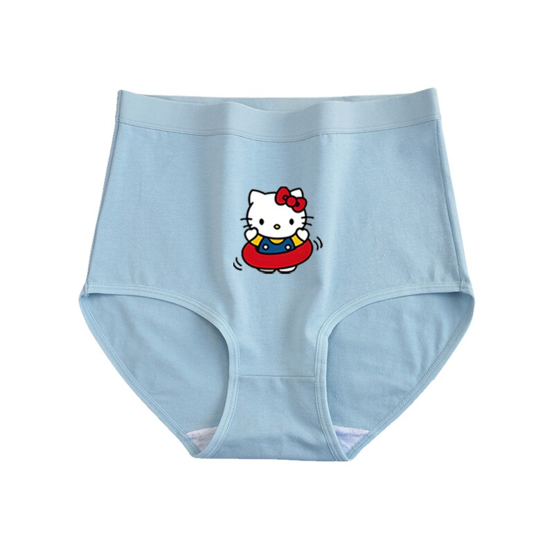 Foreign Trade Hello Kitty Cartoon Mid-High Waist Triangle Panties Breathable Comfortable High Elasticity Underwear Factory Direct Supply