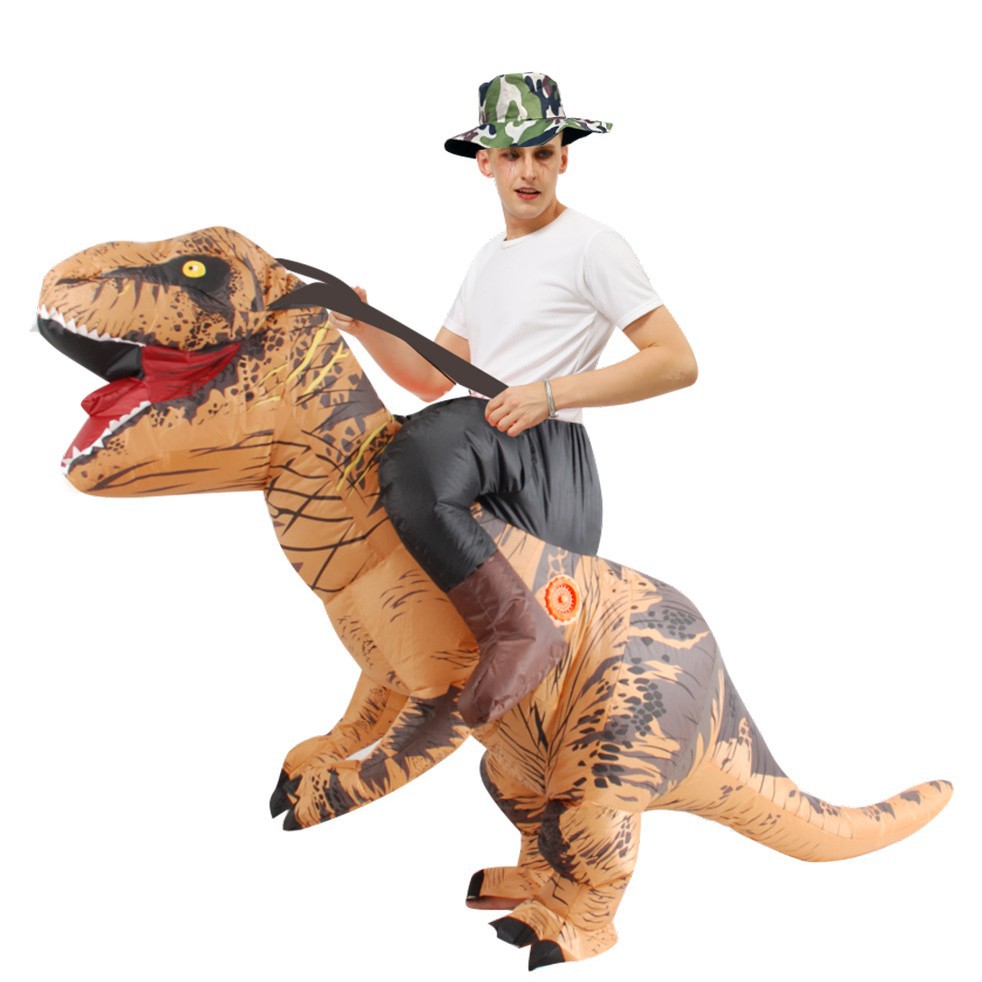 Traje inflable de dinosaurio de Halloween para fiestas, con dibujo de tiranosaurio rex, traje inflable 3D de dinosaurio.