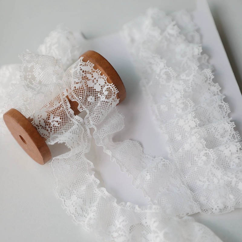 Один метр неэластичной складчатойLolita кружевной отделкой ленточка вышивка ткань вспомогательный материал сетка кружева