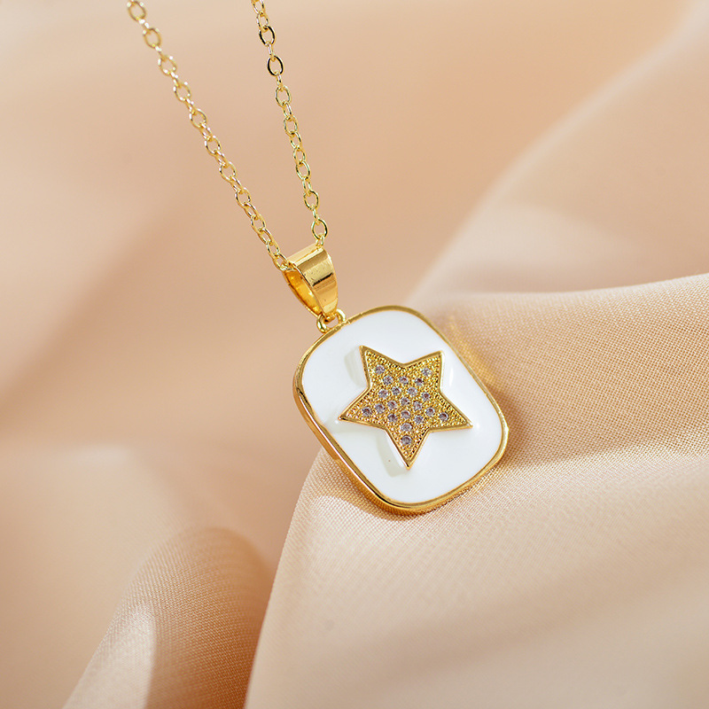 Fashion Pentagram Alloy Plating Rhinestones Womenu0027S Pendant Necklace