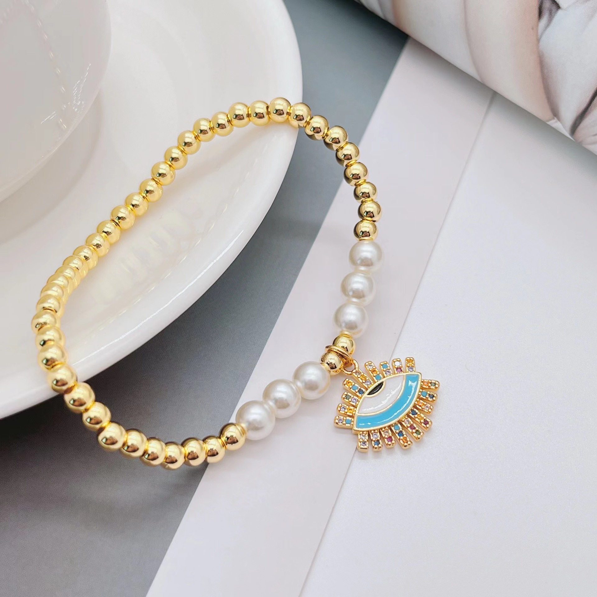 Fashion Eye Copper Beaded Bracelets 1 Piece