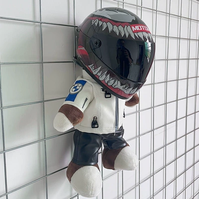 gift racing mechanic motorcycle Motosiklet dəbilqələri - height-28cm-white-bearm-venom-upgraded-internal-buckle
