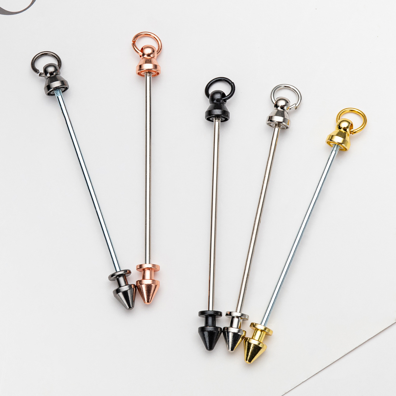 DIY perlas bala clavos tornillo de doble extremo desmontable diy perlas colgante llavero clavos de metal