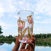 Japanese glossy artificial crystal with glass, advanced cup, hand painting, high-end