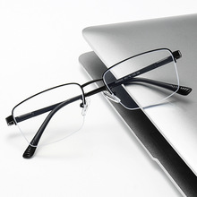 2024无框金属镜框长方形眼镜带弹簧铰链光学镜架半无框眼镜框