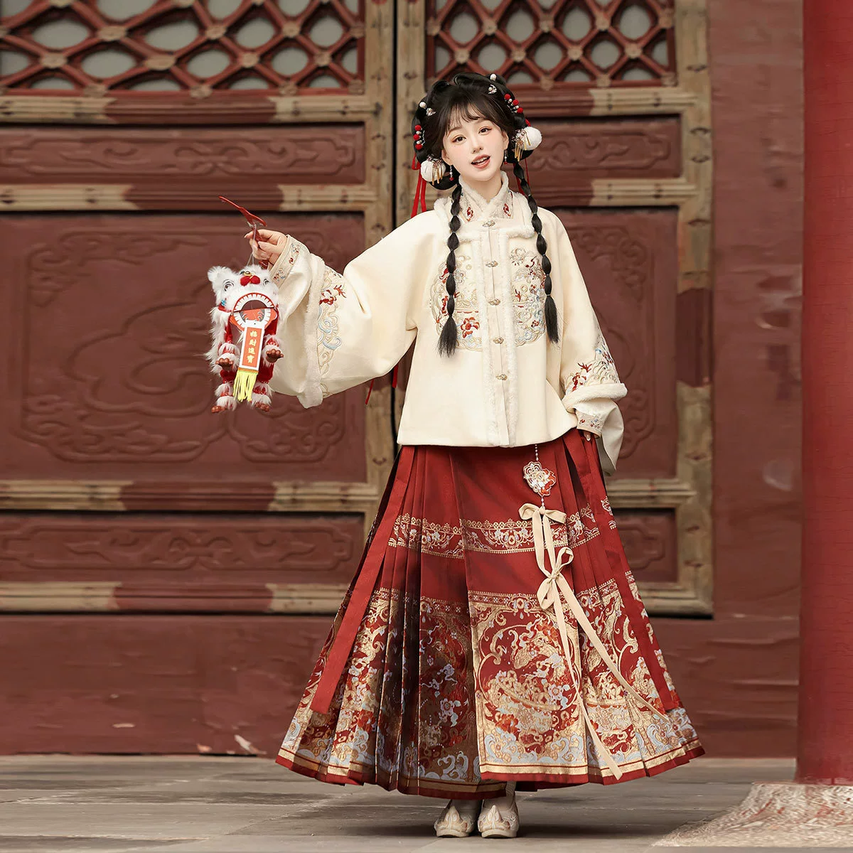 Оригинальный комплект Yimengge: женское пальто в китайском стиле с элементами ханьфу, внутреннее платье и юбка Ma Mian, модель 9361