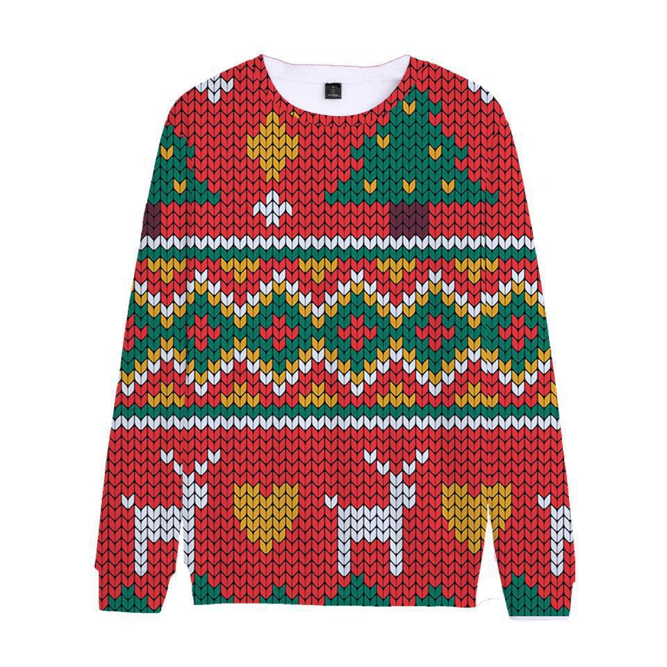 Estampado de Navidad Estampado Otoño Cuello redondo Estampado Nuevo estilo Suéter Cuello redondo Manga larga Ropa digital para hombre suelta 2024