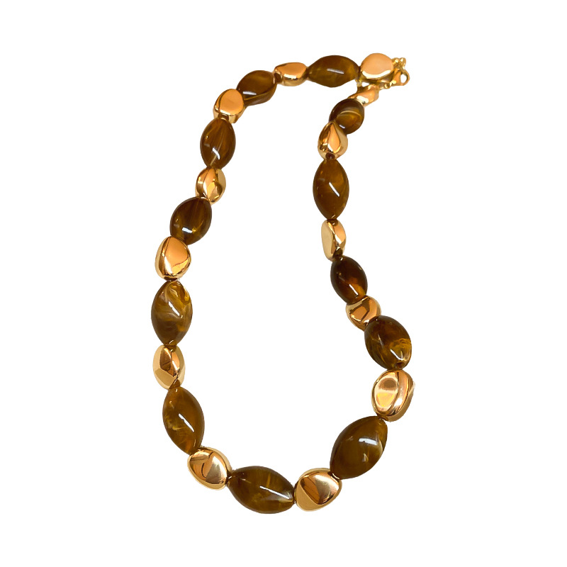 Maillard elegante resina Oval collar geométrico nicho Cadena de suéter de alta calidad de moda diaria collar de todo fósforo para las mujeres